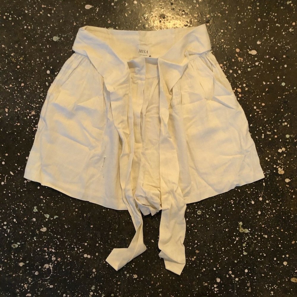 MISA Los Angeles Callae Shorts Ivory White Tie Belt High Waist S NWT $198 - Picture 7 of 8